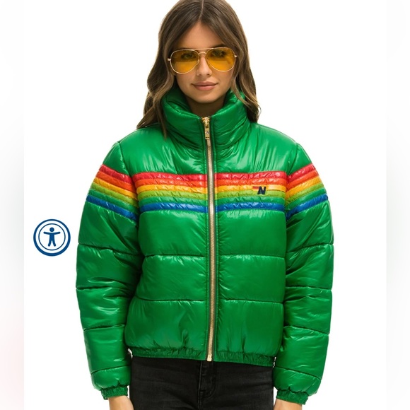 Aviator Nation Jackets & Blazers - Aviator Nation 6 STRIPE LUXE APRES PUFFER JACKET - GLOSSY AMAZON perfect!